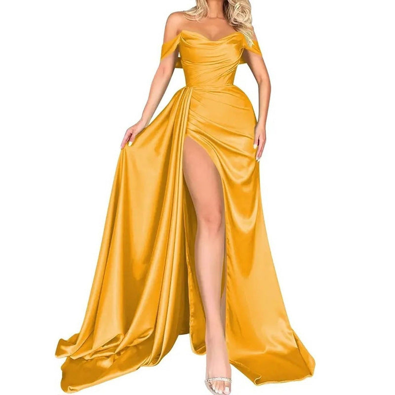 Banquet High Slit Sexy Host Slimming Evening Dresses