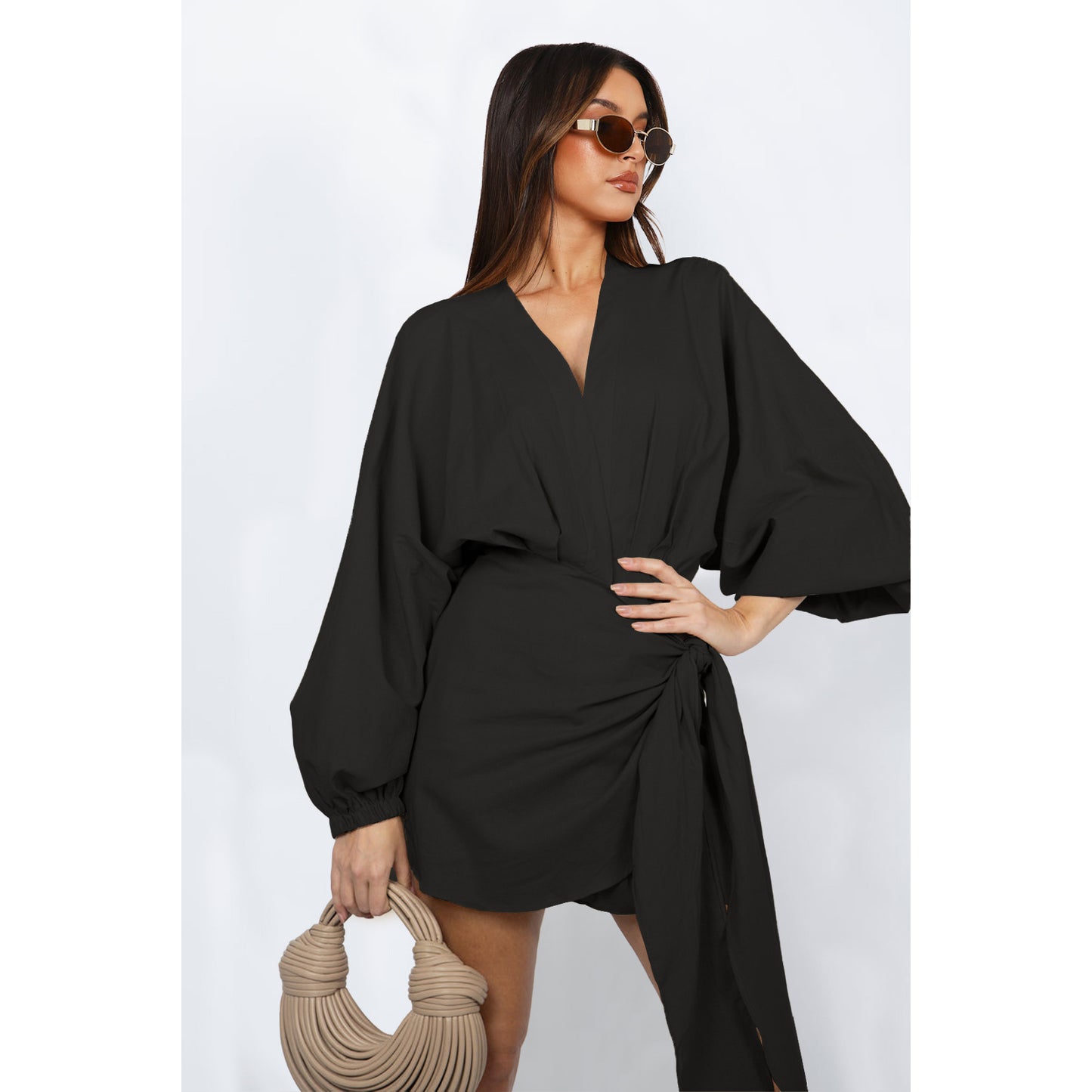 Robe longue mi-longue à lacets en lin pour femmes