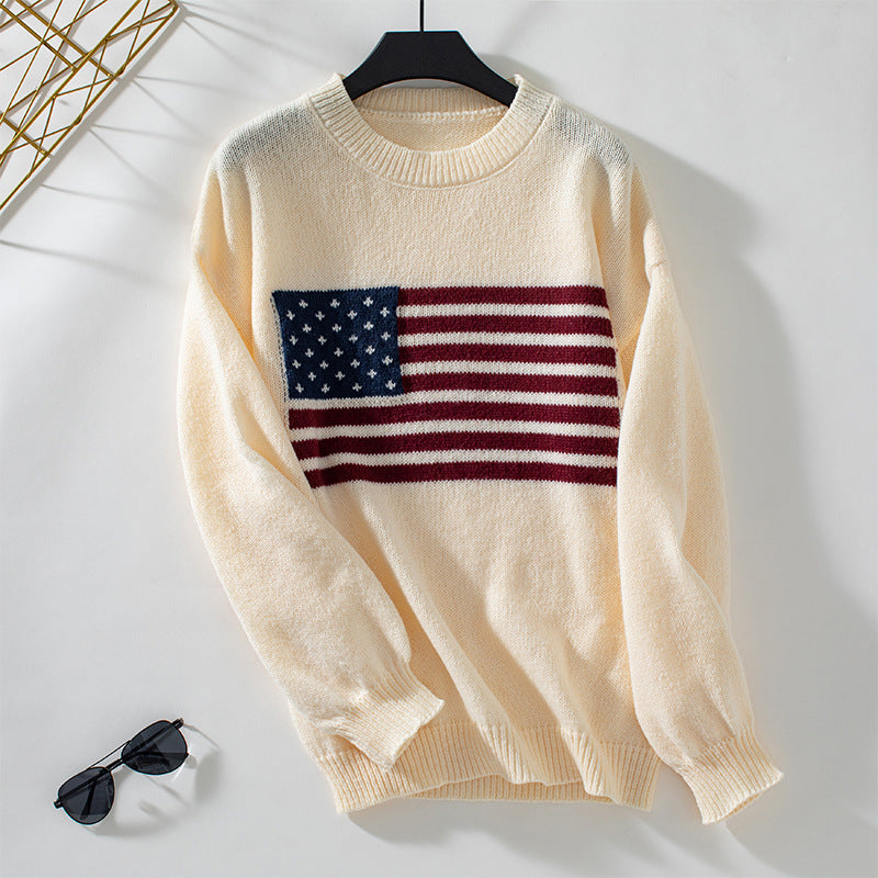 Women's Graceful Flag Pullover Round Neck Sweaters