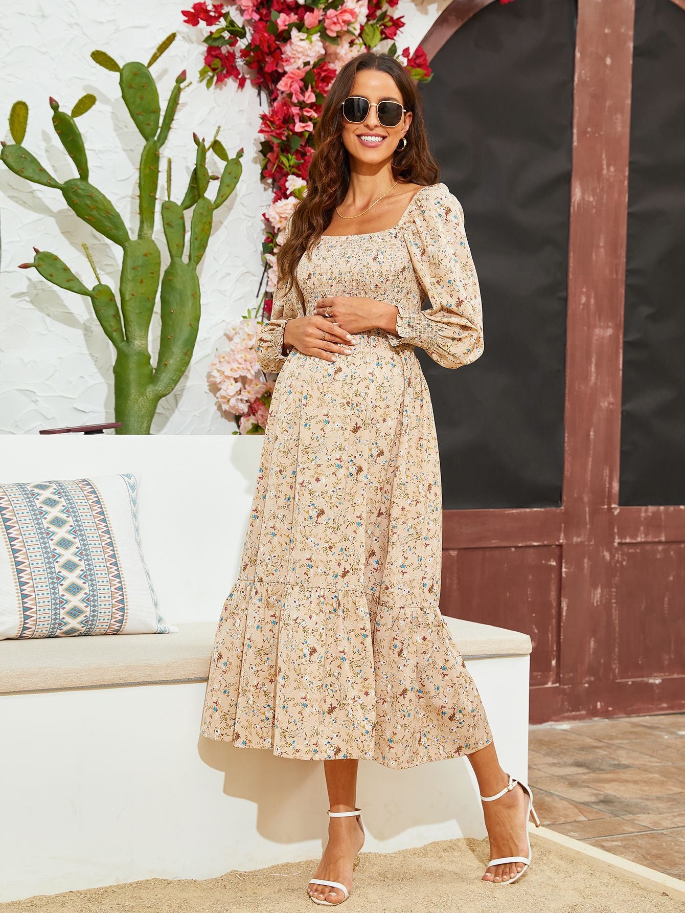 Women's Pregnant Chiffon Dress Fresh Small Floral Dresses