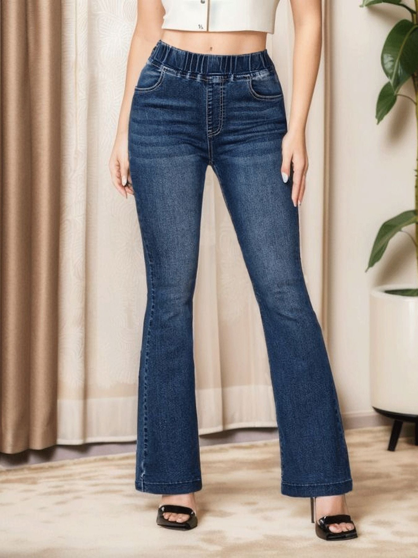 Women's Quality Elastic Waist Stretch For Slim Fit Hip Jeans