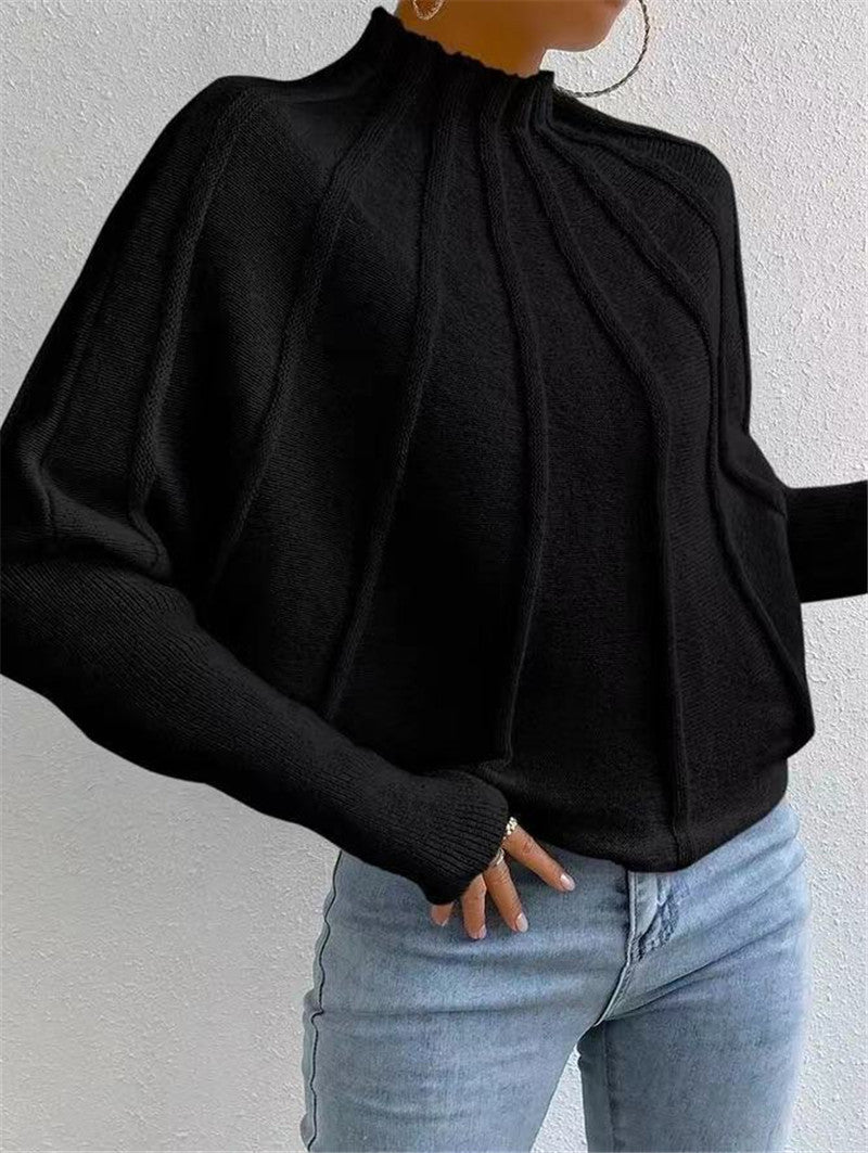 Women's Half Turtleneck Pure Color Knitted Pullover Sweaters