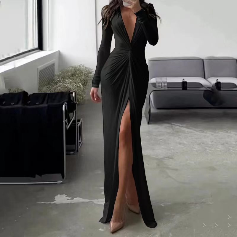 Summer Fashion Sexy Slit Long Sleeve Dresses