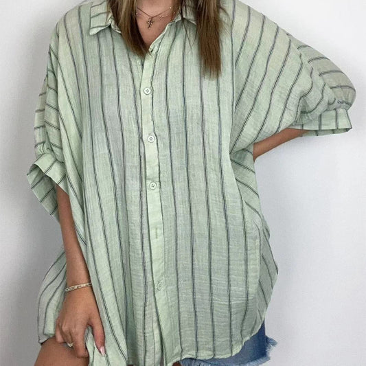 Women's Striped Print Loose Casual Shirt Blouses