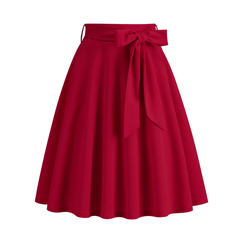 Women's Graceful Belt Vintage Hepburn Pocket Skirts