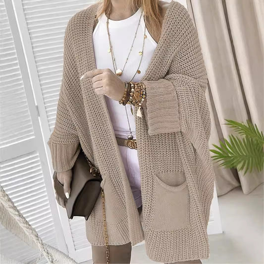 Women's Commute Style Loose Mid-length Casual Line Knitwear