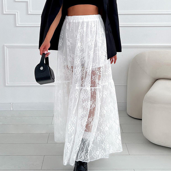 Women's Polyester Lace A- Hem Commute Style Skirts