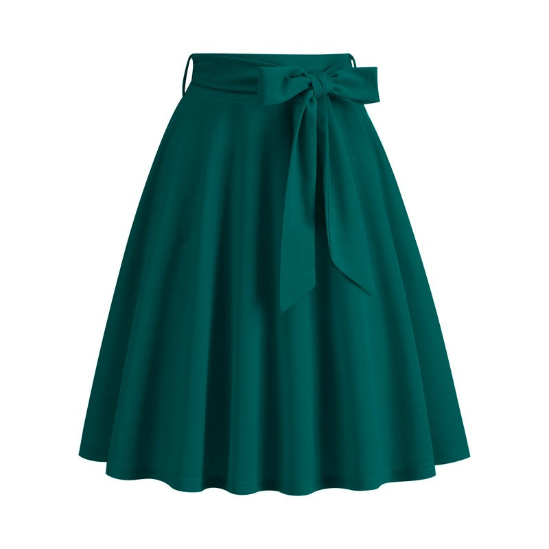 Women's Graceful Belt Vintage Hepburn Pocket Skirts