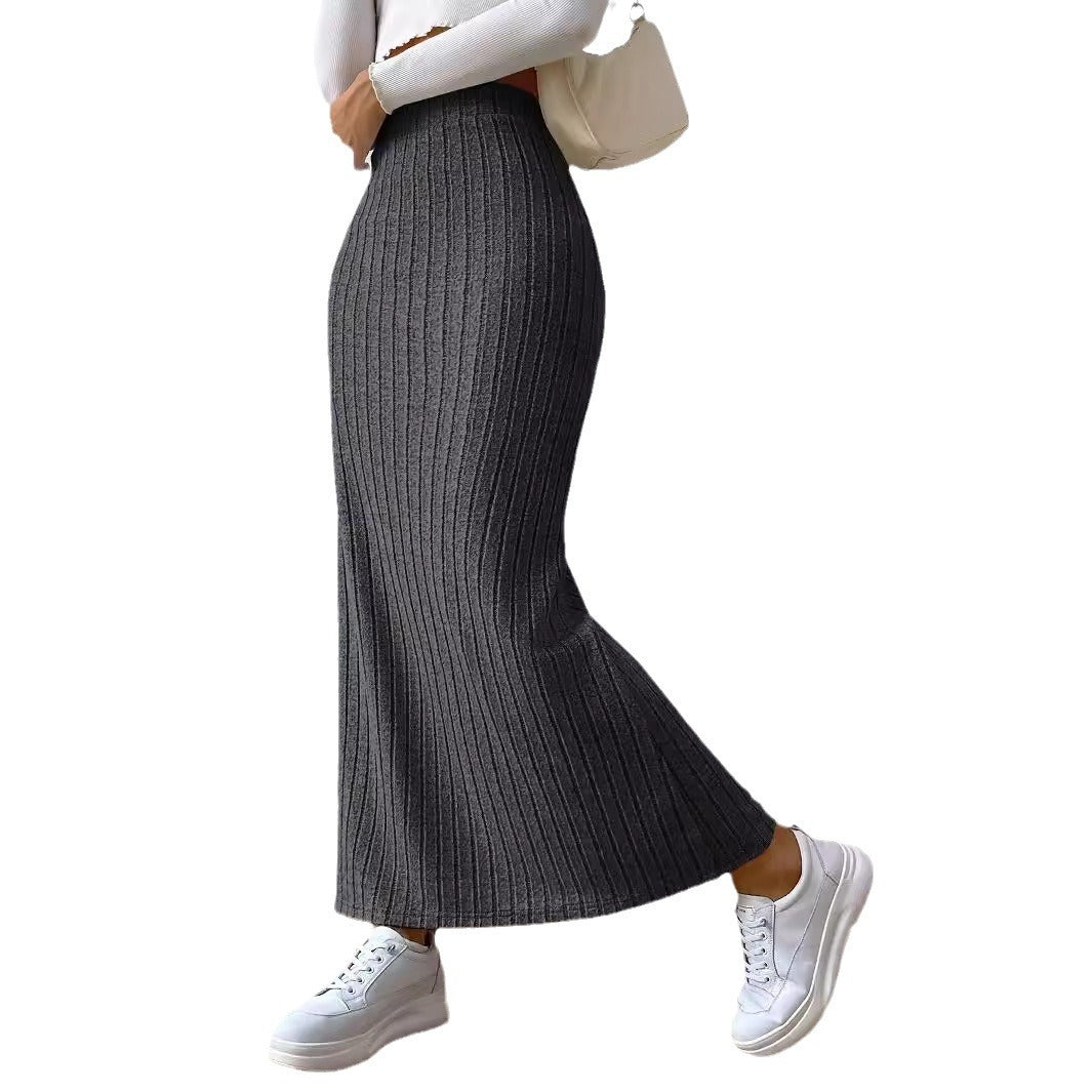 Women's High Waist Side Slit Knitted For Skirts