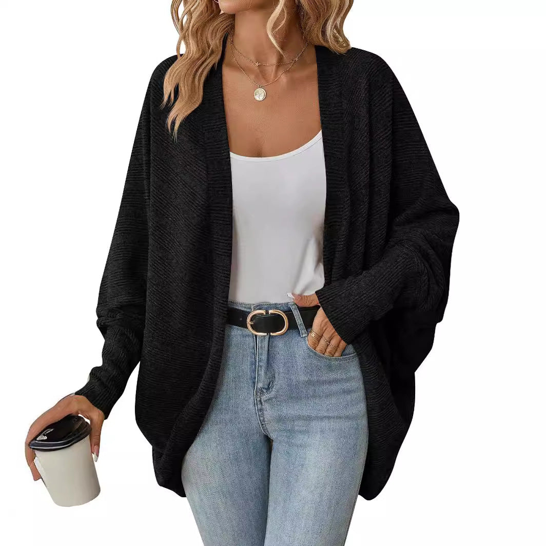 Women's Fashionable Batwing Sleeve Loose Knitted Knitwear