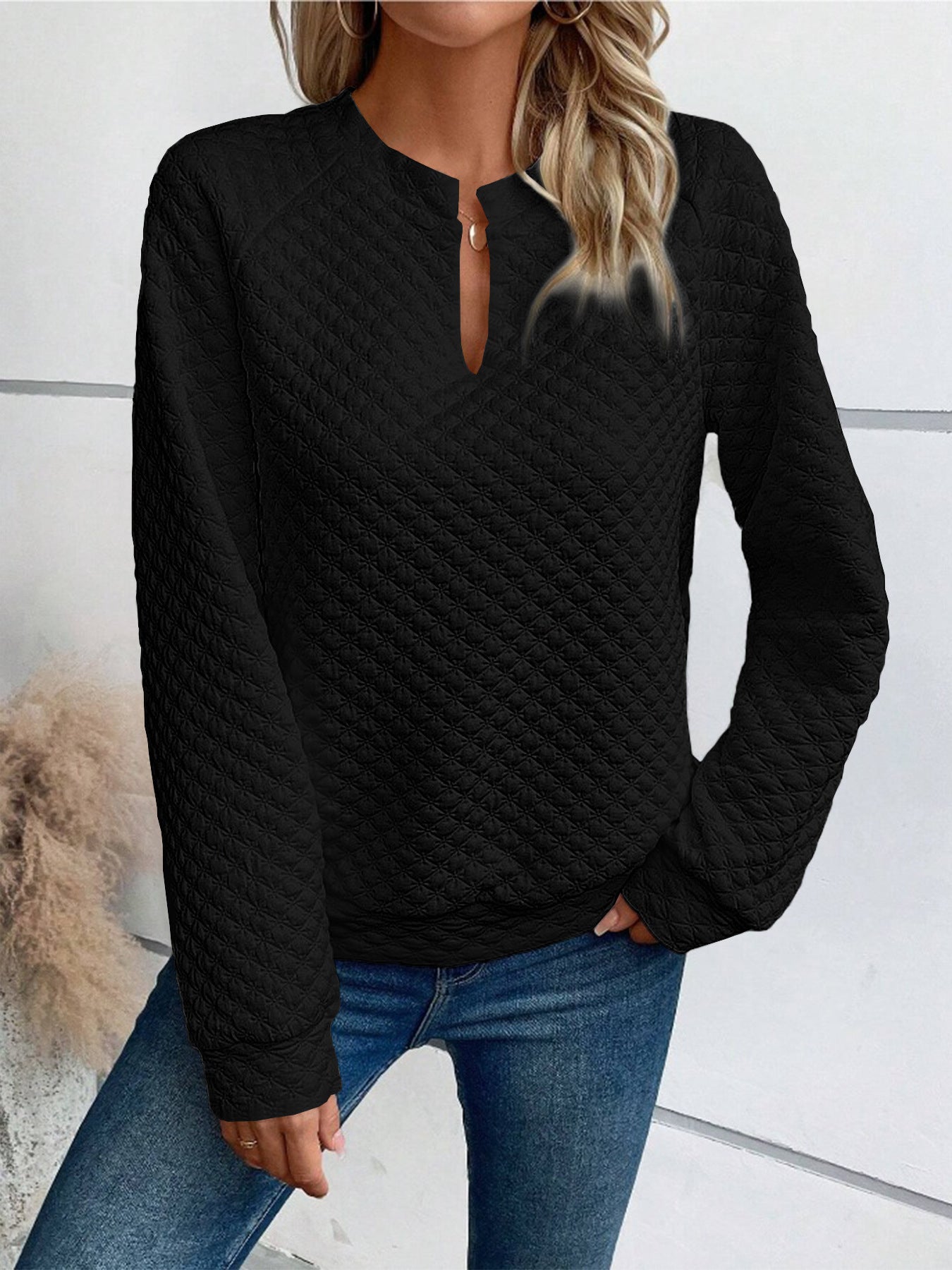 Women's Color Deep Stitching Long Sleeve Casual Sweaters