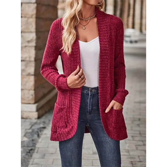 Autumn Lady Solid Color Sanding Casual Coats