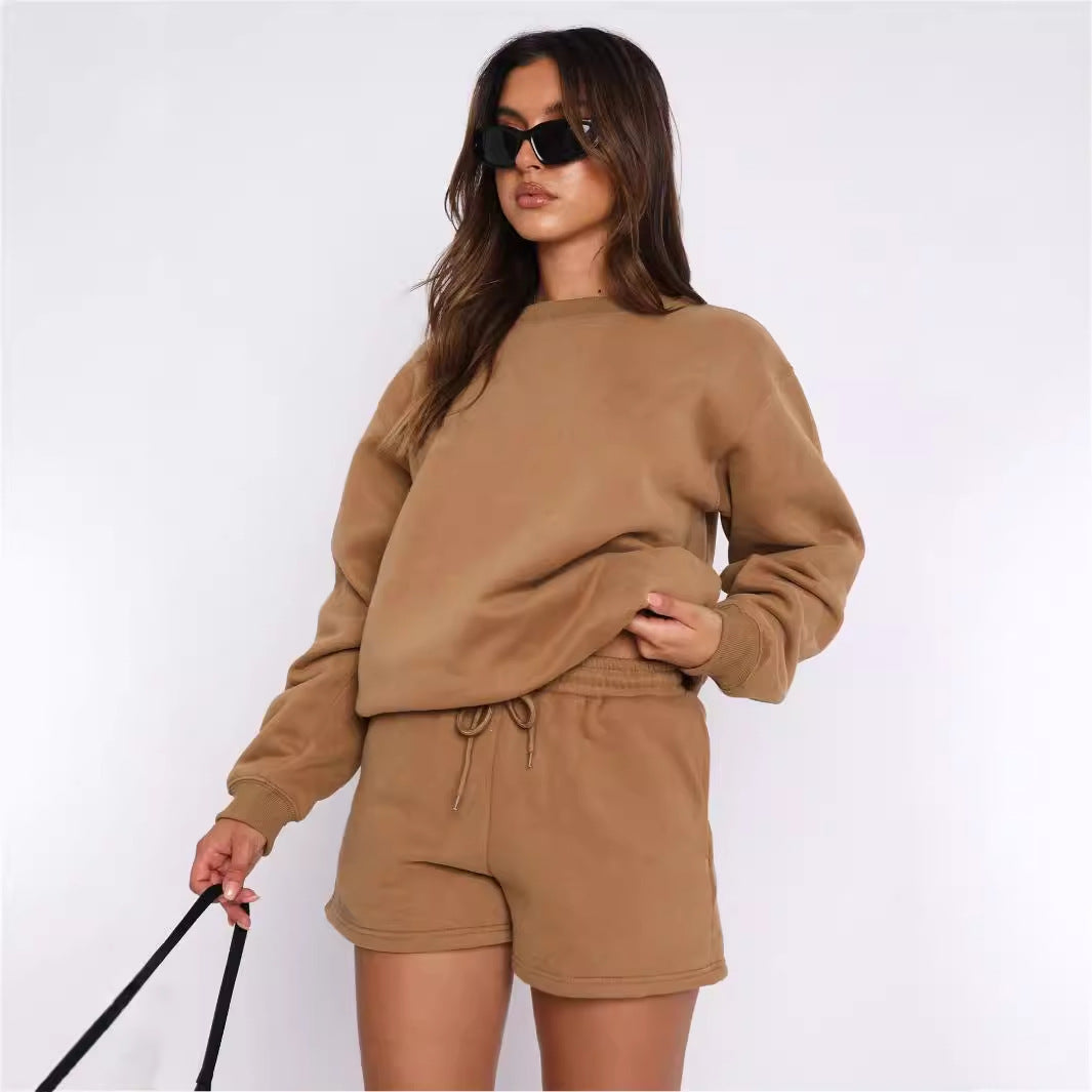 Women's Solid Color Loose-fitting Versatile Casual Round Suits