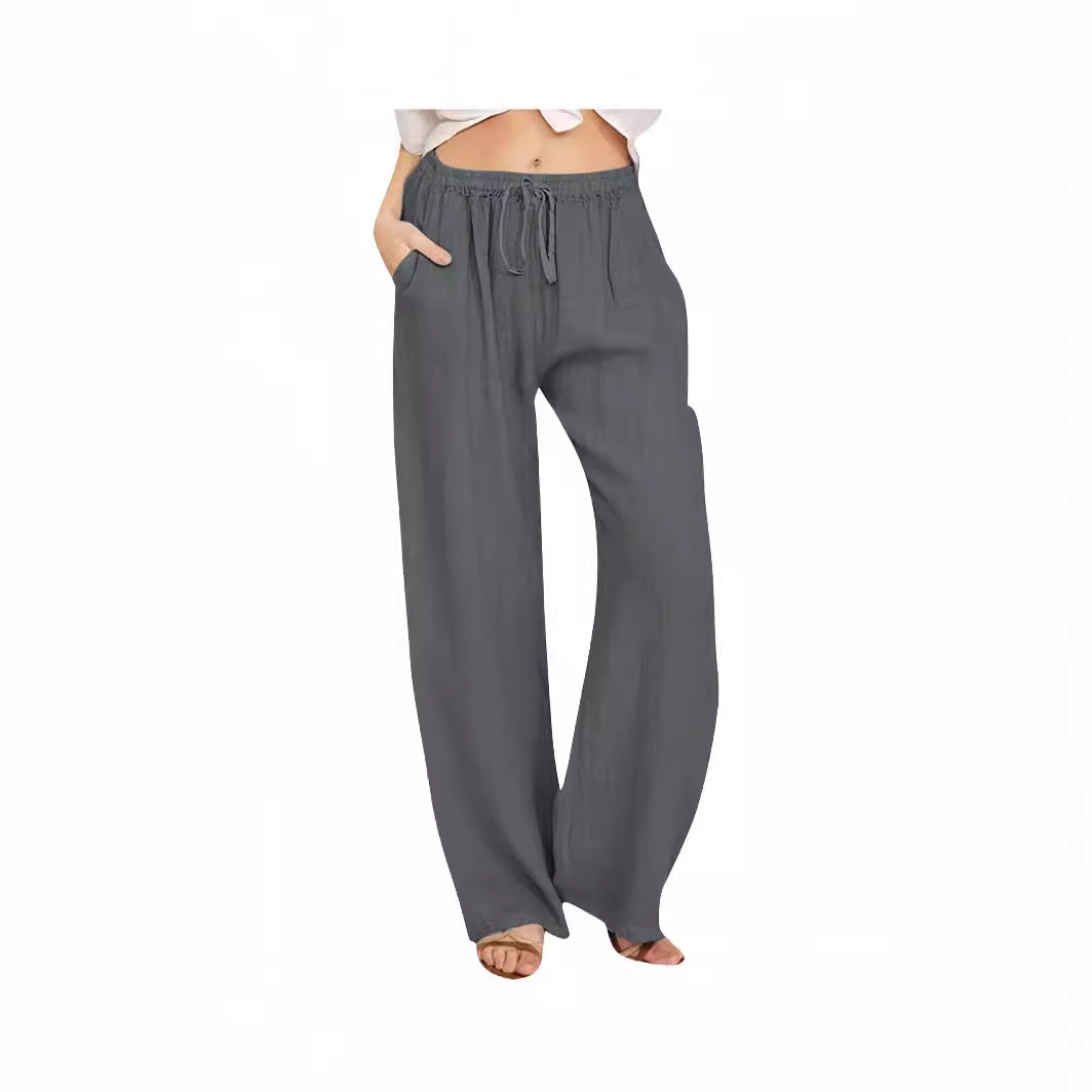 Women's Summer Wide Leg Drawstring Loose With Pants