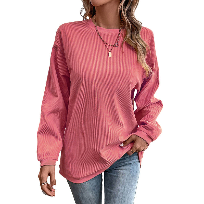 Pull à capuche simple imprimé pour femme, pull long de couleur unie