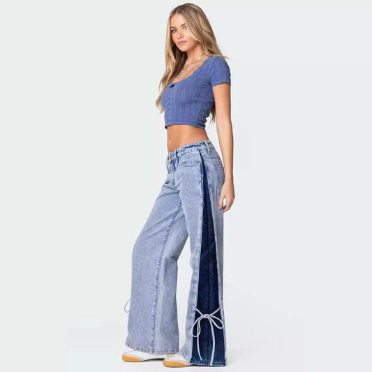 Women's Contrast Color Autumn High Waist Comfort Jeans