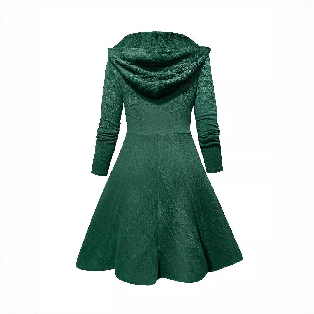 Robe tricotée à capuche et bretelles de couleur unie pour femmes