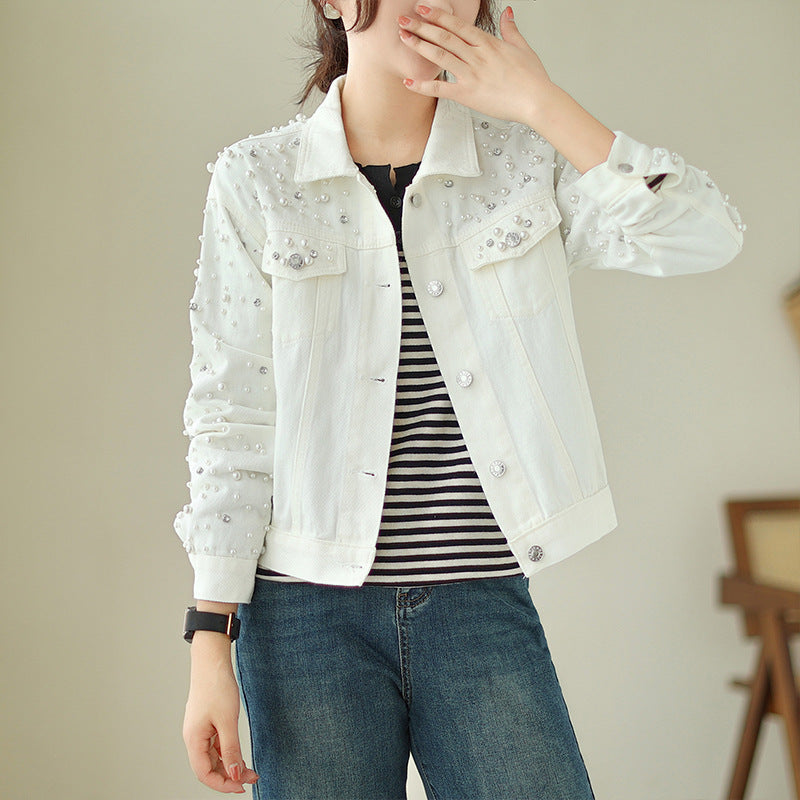 Women's Rivets Denim Long-sleeved Korean Loose Slimming Jackets