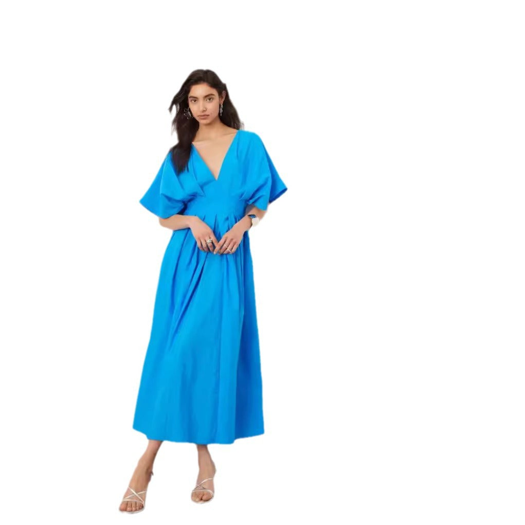 Robe plissée bleue Robes de style élégant et ample