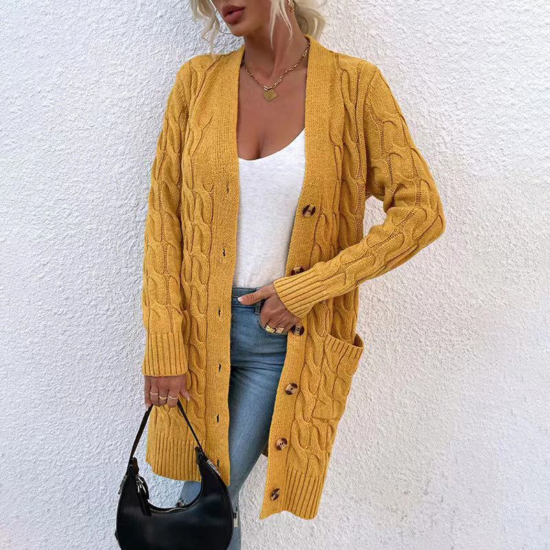 Women's Fashion Wear Outer Long Single Breasted Sweaters