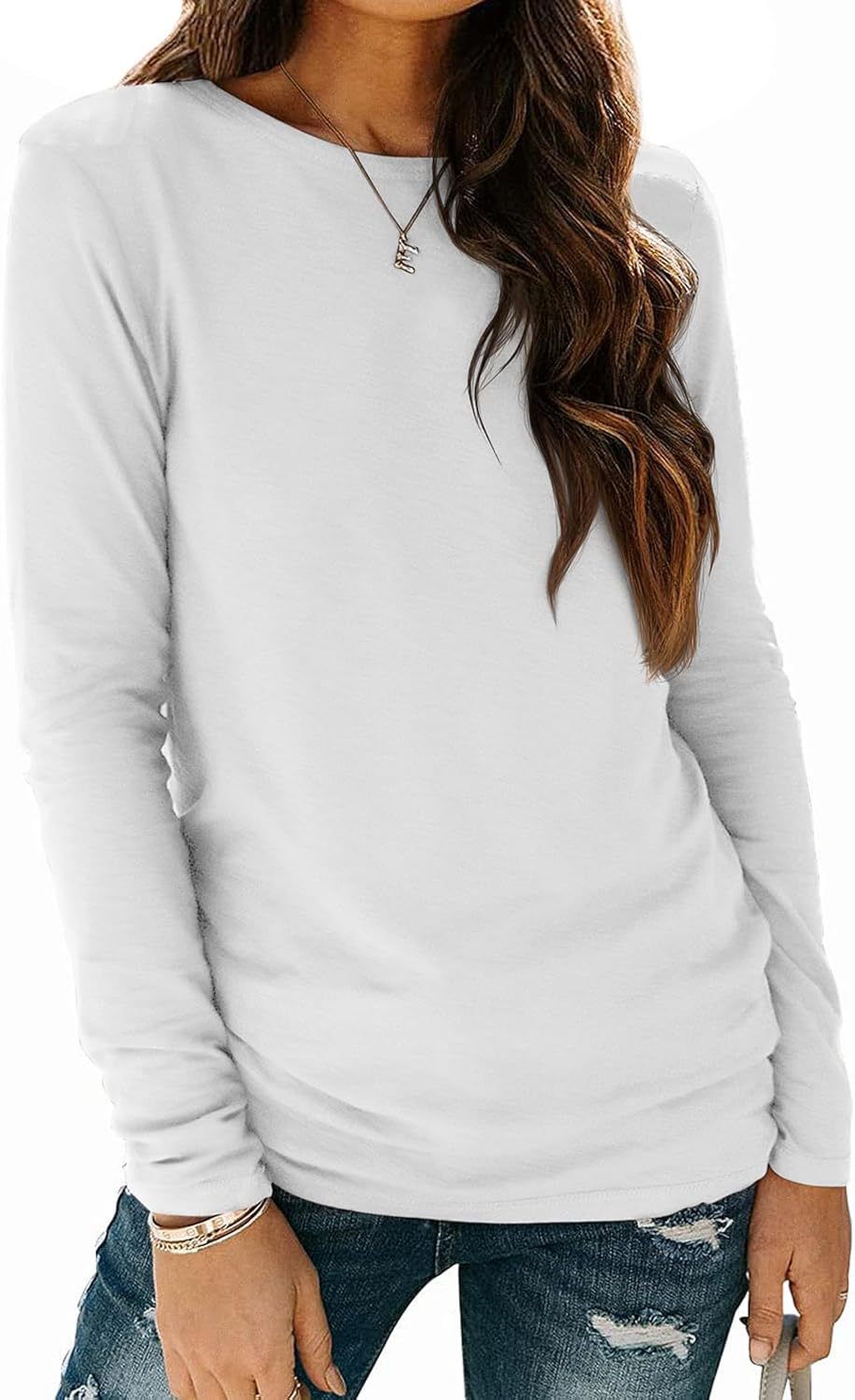 Women's Loose Long Sleeve Solid Color Casual Blouses