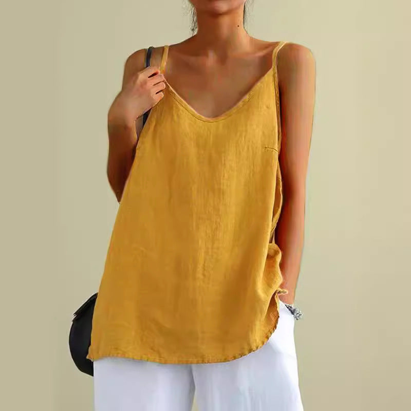 Women's Linen Sleeveless Summer Loose Inner Match Tops