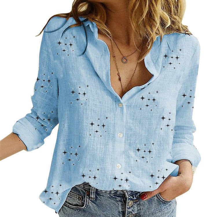 Women's Shirt Pure Casual Long-sleeved Linen Blouses