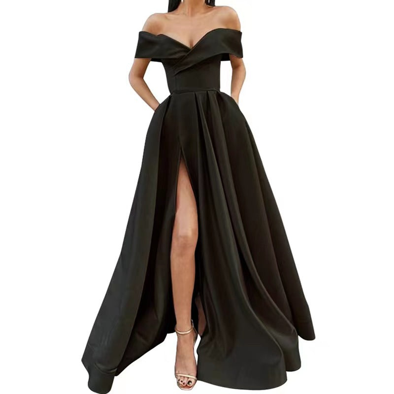 Women's Pretty Dress Summer Deep Satin Evening Dresses