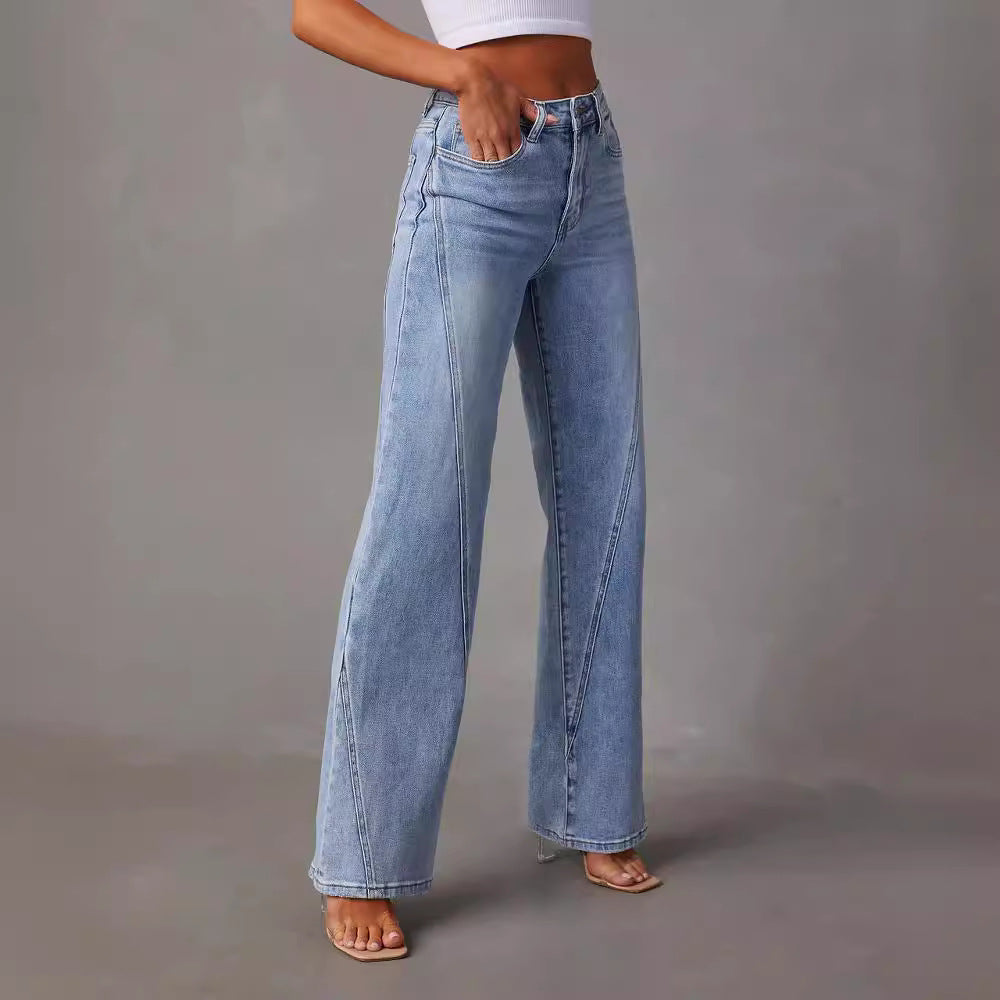 Women's High Waist Loose Denim Trousers Fashion Jeans