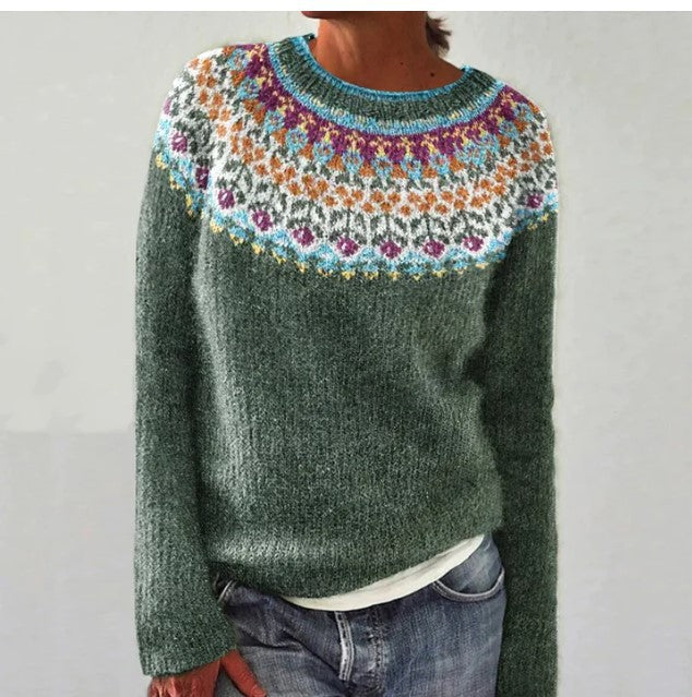 Women's Round Neck Multicolor Loose Fashion Pullover Sweaters