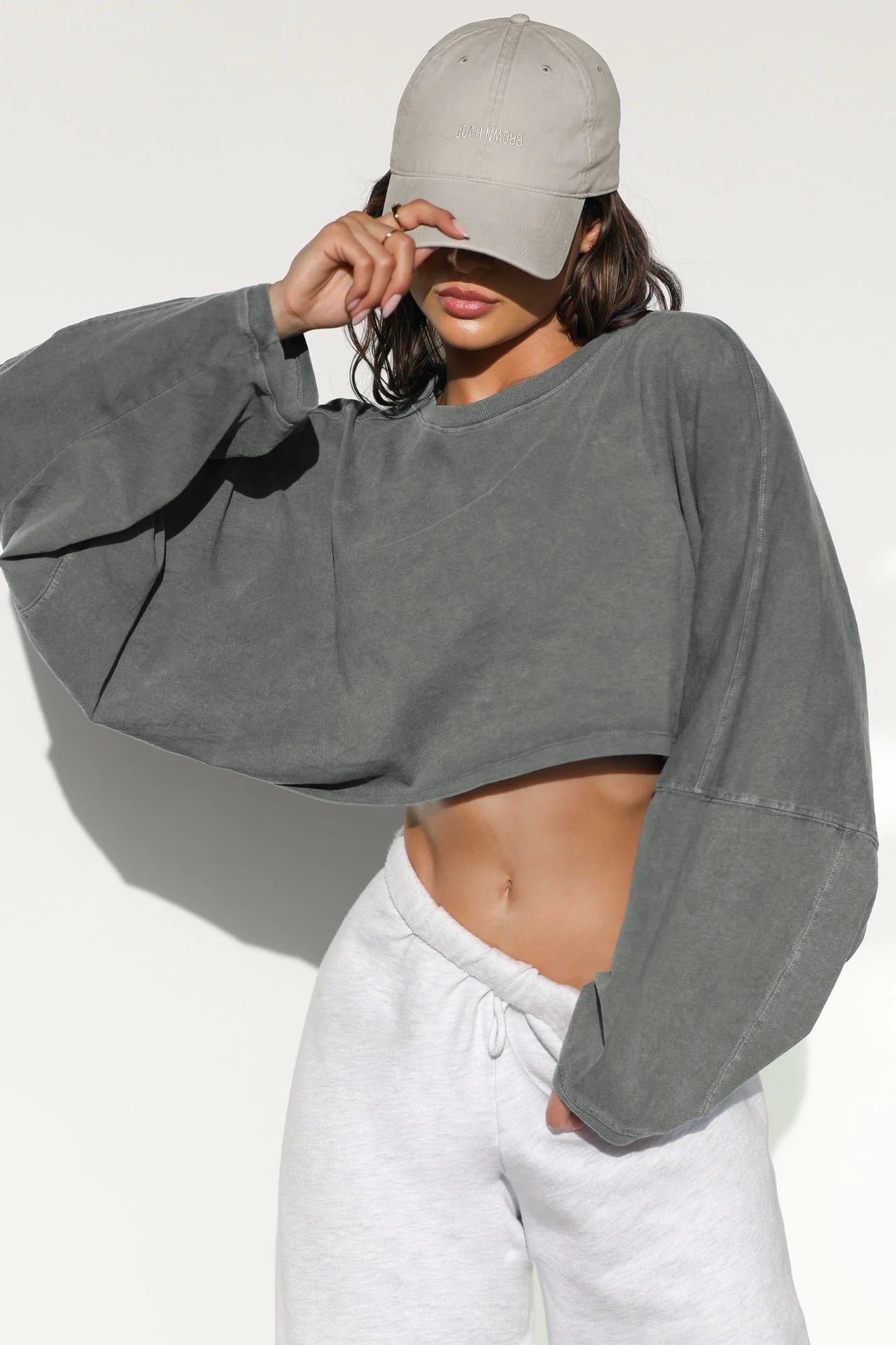 Women's Cropped Round Neck Sports Bottoming Shirt T-shirt Sweaters