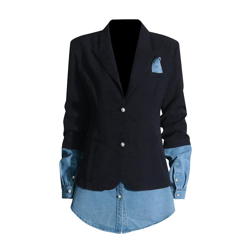 Women's American Fashion Splicing Denim Stitching Design High-grade Suits