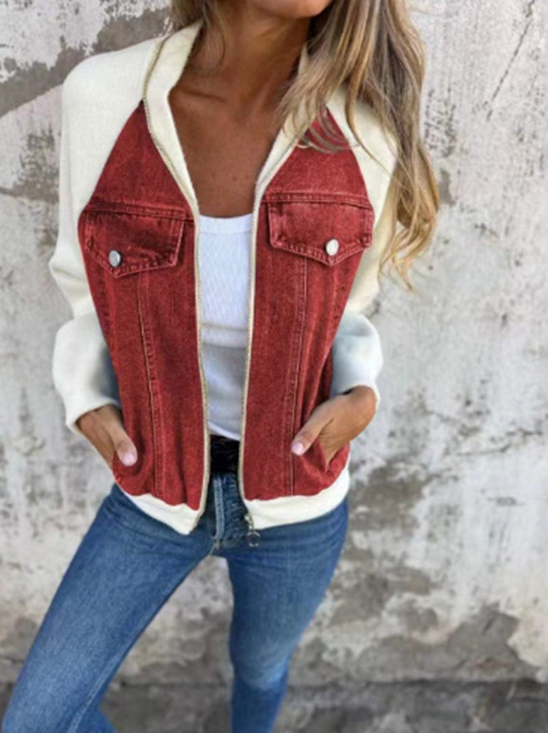 Women's Summer Winter Denim Stitching Casual Fashionable Jackets