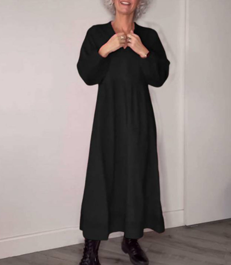 Robe élégante à poches de couleur unie pour femmes