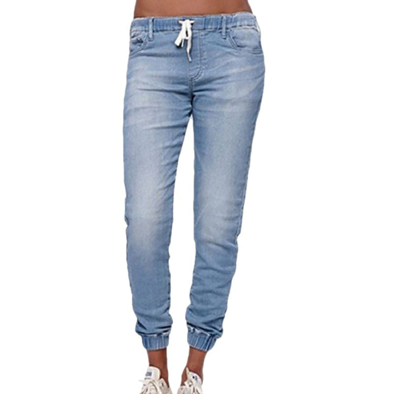 Women's Elastic Waist Casual Green Skinny Jeans