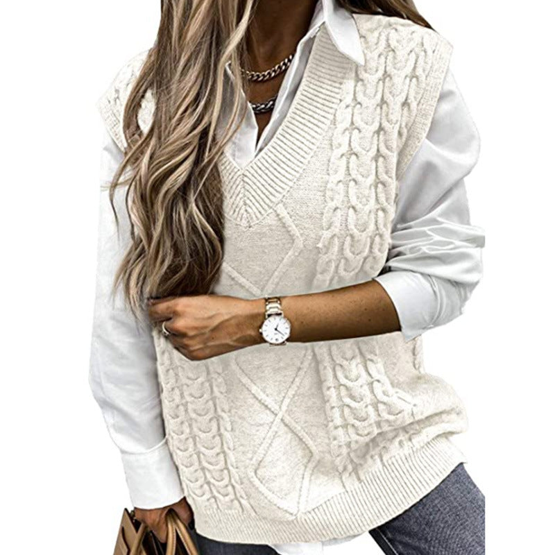 Women's Stylish Classic Source Sleeveless Twist Sweaters