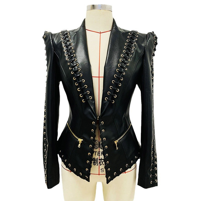 Innovative Versatile Fashion Corns Rope Leather Jackets