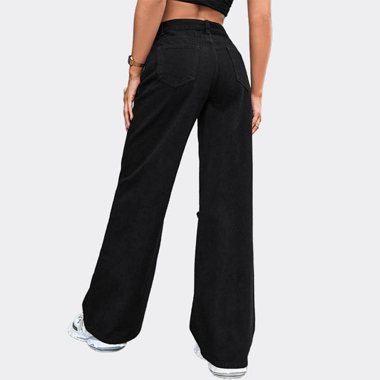 Women's Trendy Denim Trousers Casual Fashion Holes Jeans