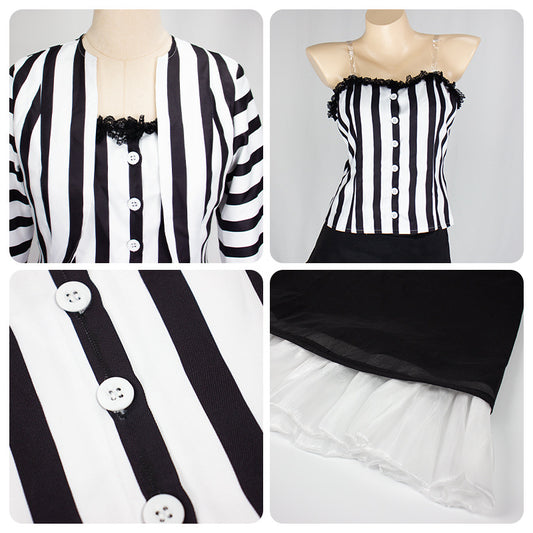 Black White Striped Halloween Performance Lydia Costumes