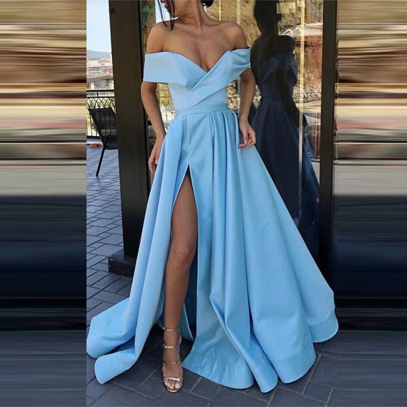 Women's Pretty Dress Summer Deep Satin Evening Dresses